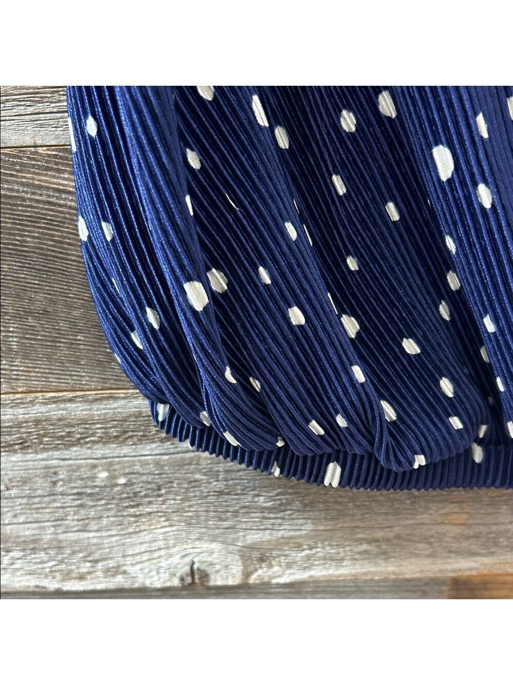 Astr The Label Navy Polka Dot Accordion Top Size Medium - Picture 4 of 8